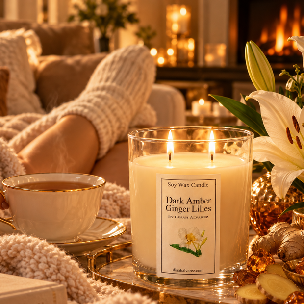 Dark Amber & Ginger Lilies Soy Wax Candle