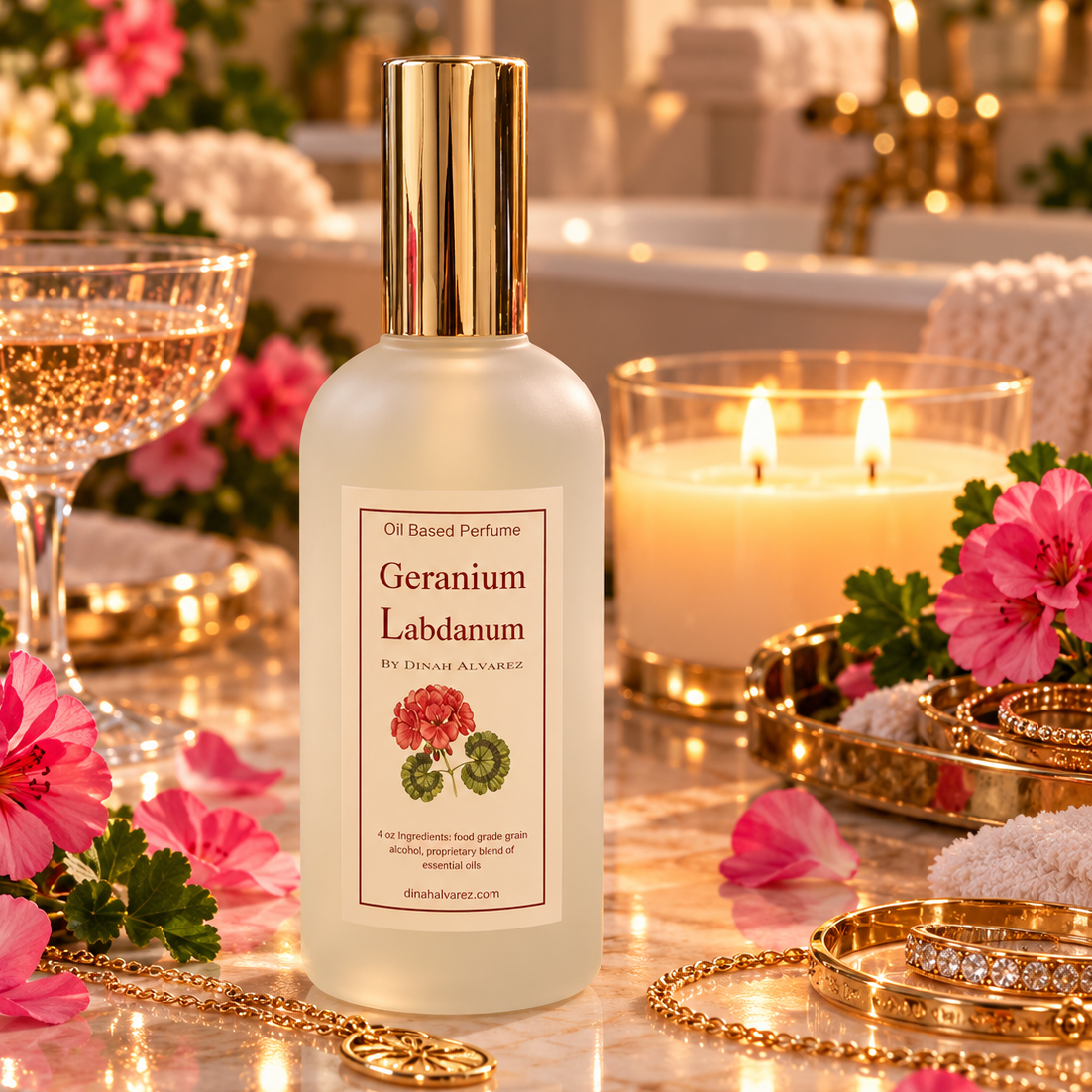 Geranium and Labdanum Oil Based Perfume