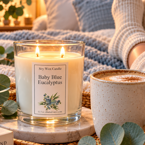 Baby Blue Eucalyptus Massage Candle